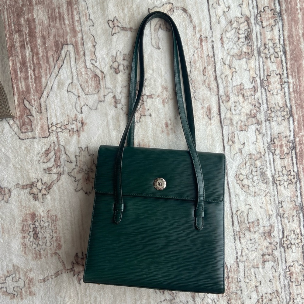 Vintage Carolina Herrera Green Leather Shoulder Bag